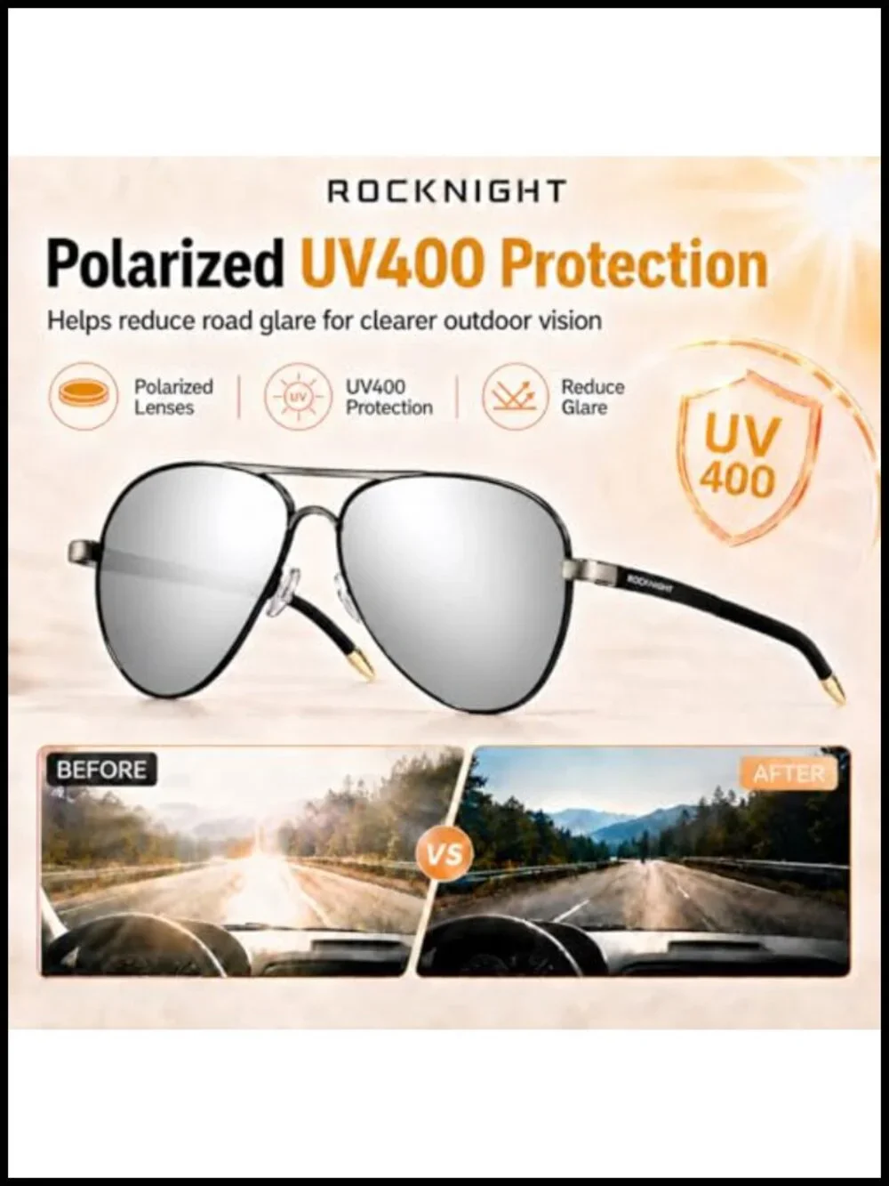 Polarized Aviator Sunglasses UV400 Metal Frame Flat Top Driving Lightweight